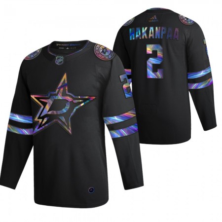 Dallas Stars Jani Hakanpaa 2 2021-22 Iriserend holografisch Zwart Authentic Shirt - Mannen